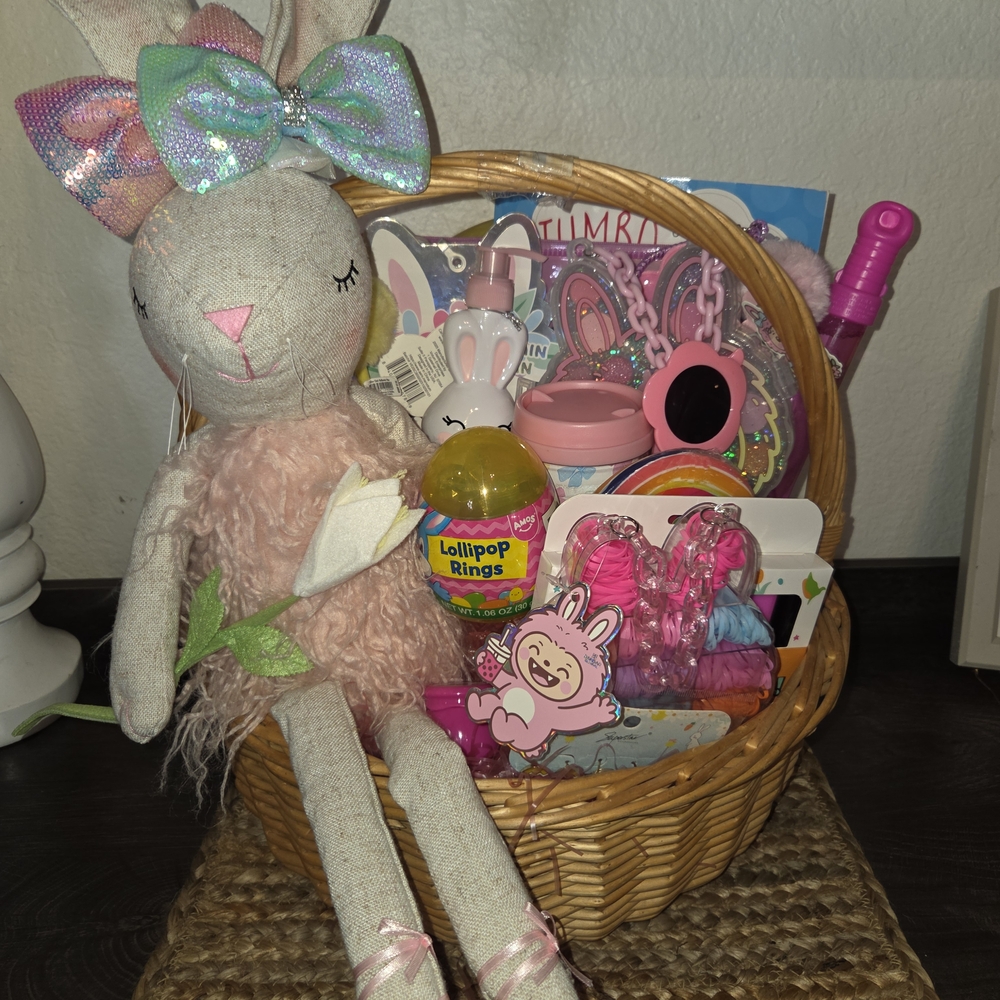 Easter Bunny Gift Basket with Toys and Accessories